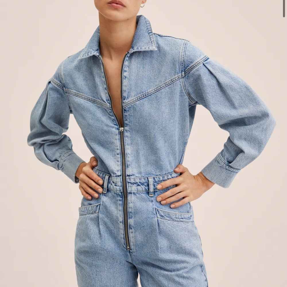 Mango Blue Denim jumpsuit size M (runs big)